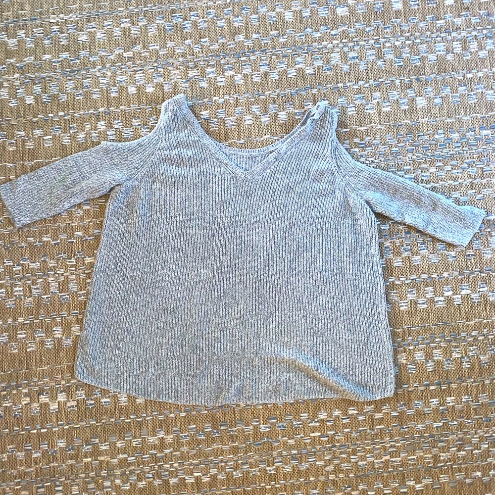Knitted grey cut out sweater